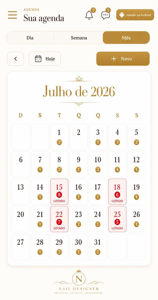 Tela de agendamento no celular